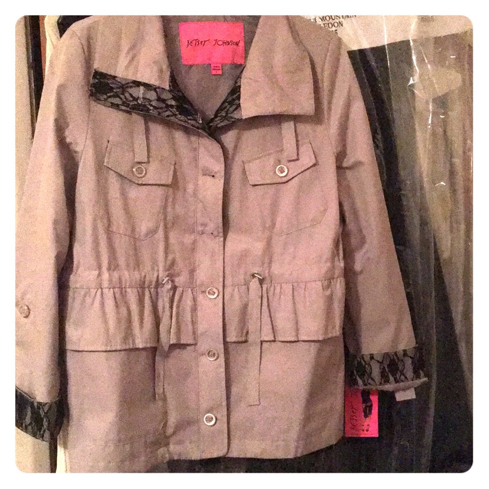 Betsey Johnson Button Down Rain Coat